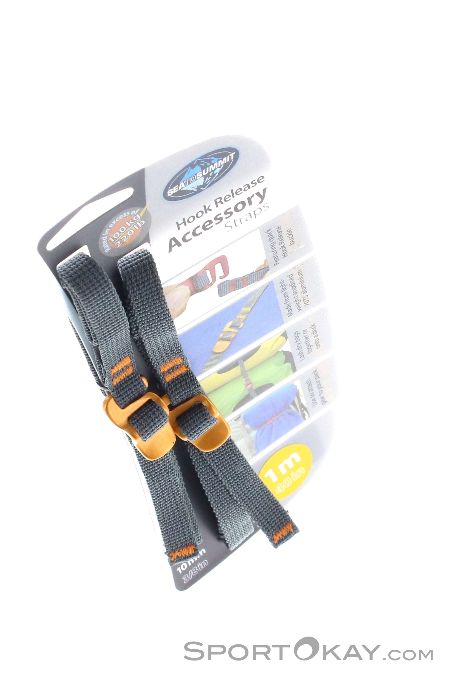 Sea to Summit Hook Release 3/8 Accessory Straps, Orange/Gray - 2 pack