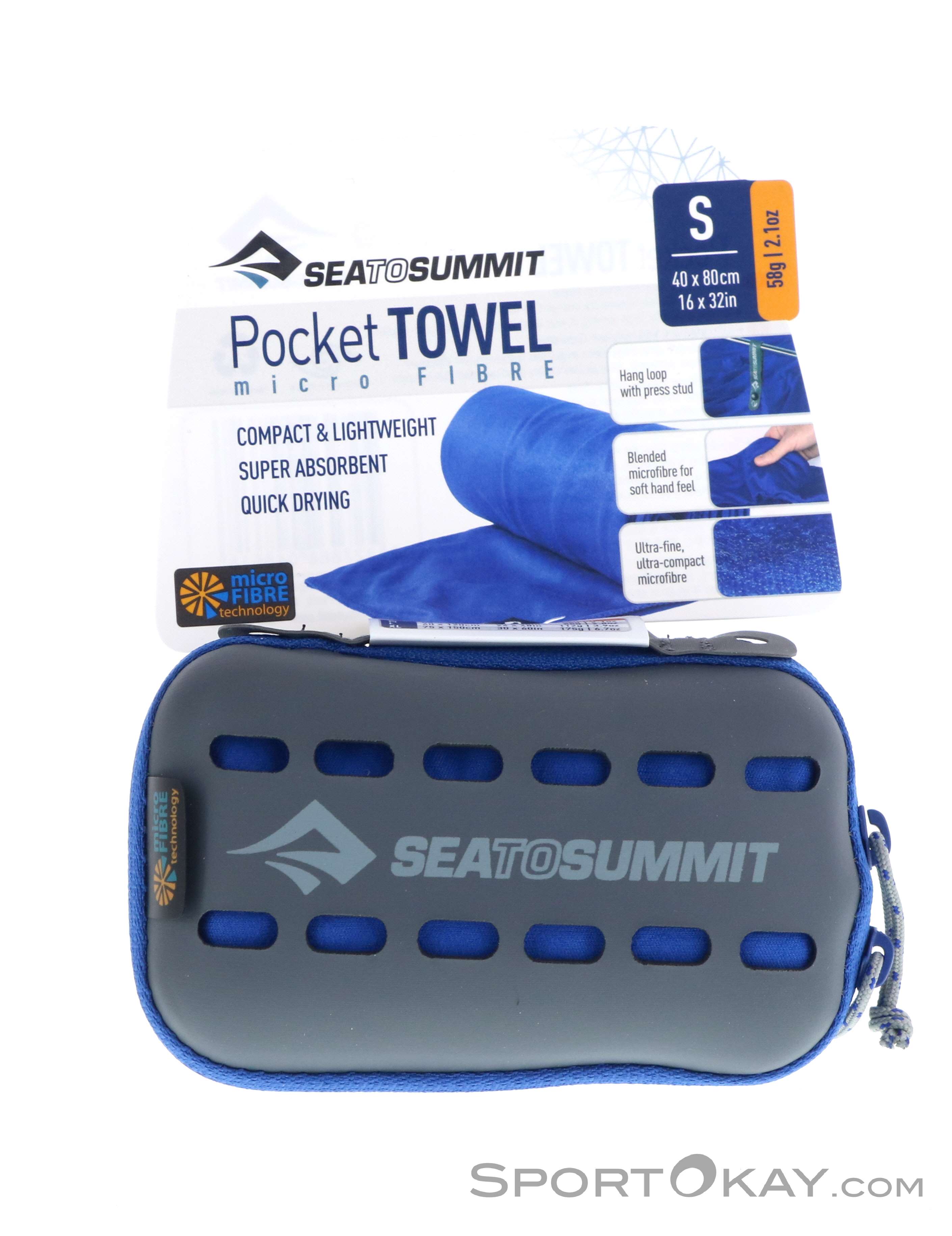 Sea to Summit Pocket Towel Compact Quick Dry for Camping Hiking Sport Orange 