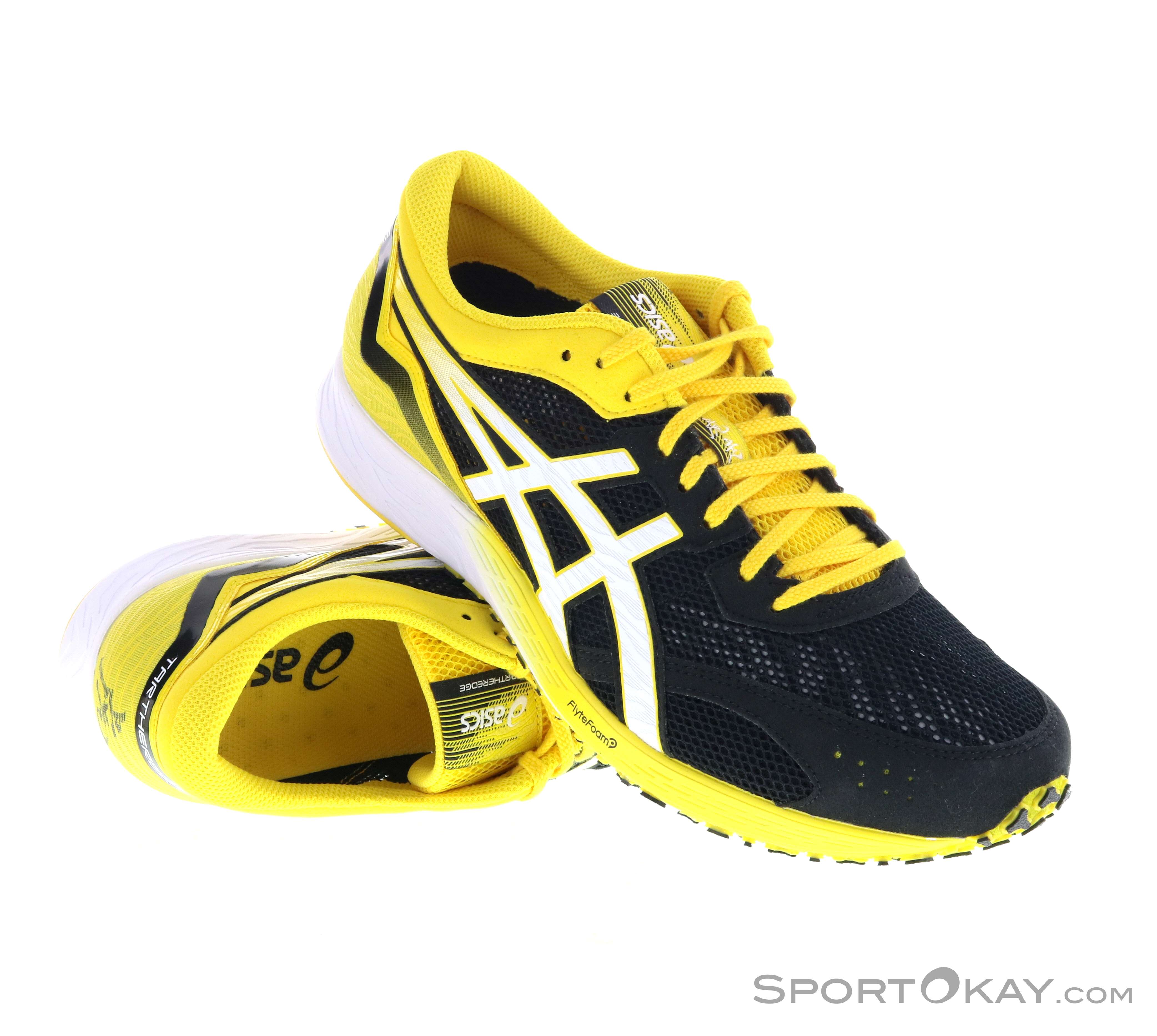 yellow asics running shoes