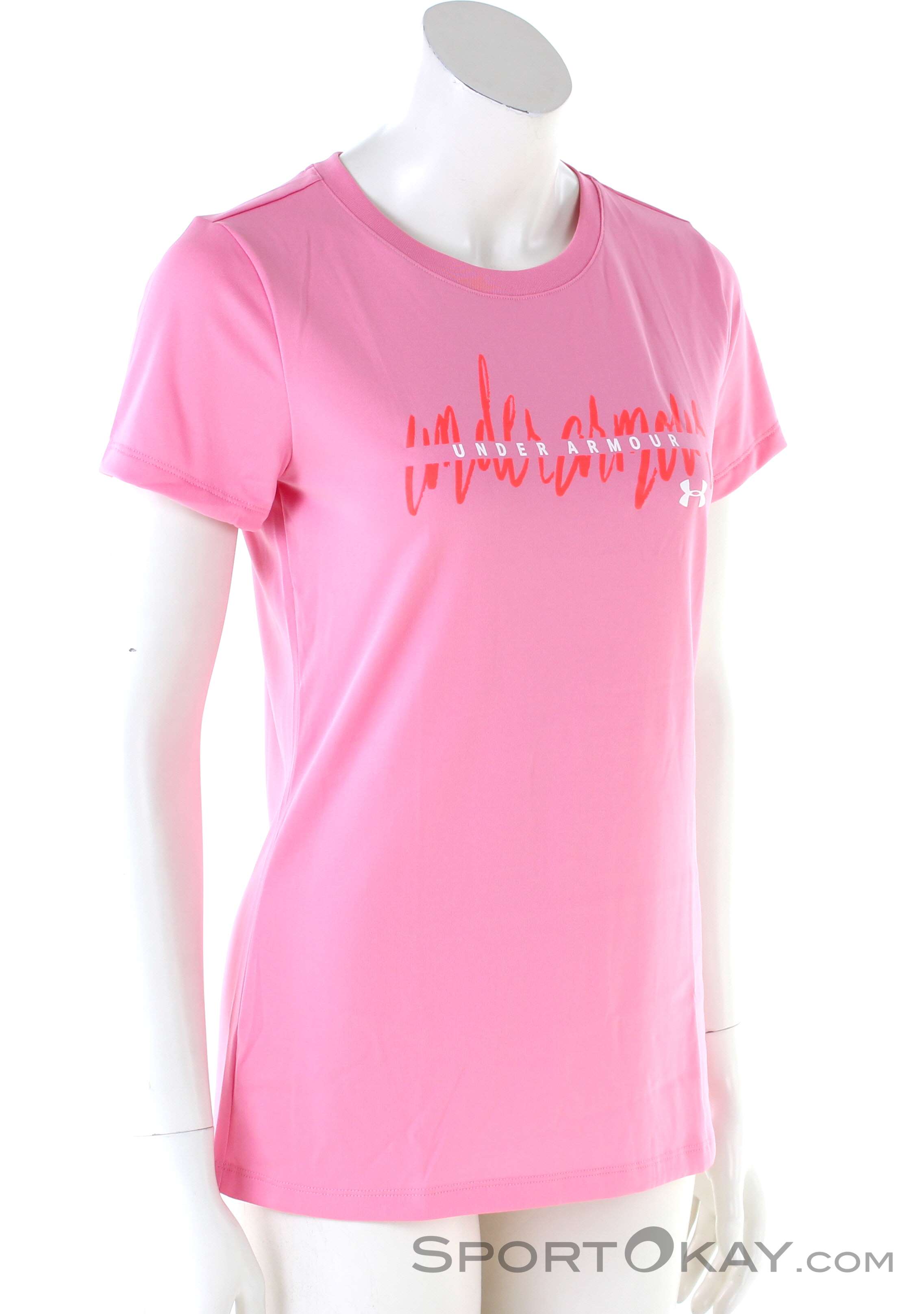 Under Armour Damen Sport-Fitness-T-Shirt Graphic Script Logo Fashion Crew pink 