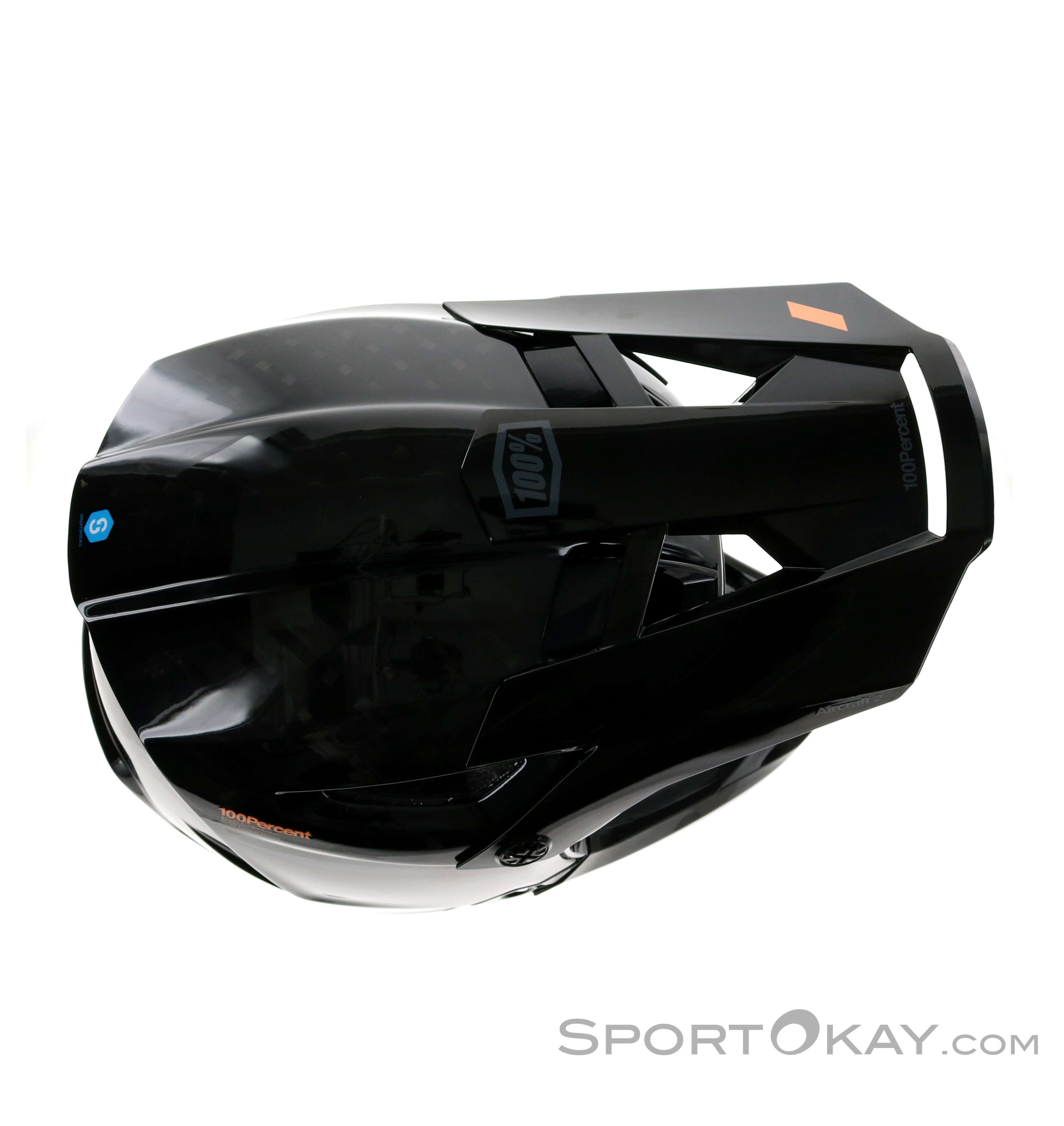 Casco 100% STATUS CARBY CHARCOAL azzurro nero e bianco MTB Downhill Enduro