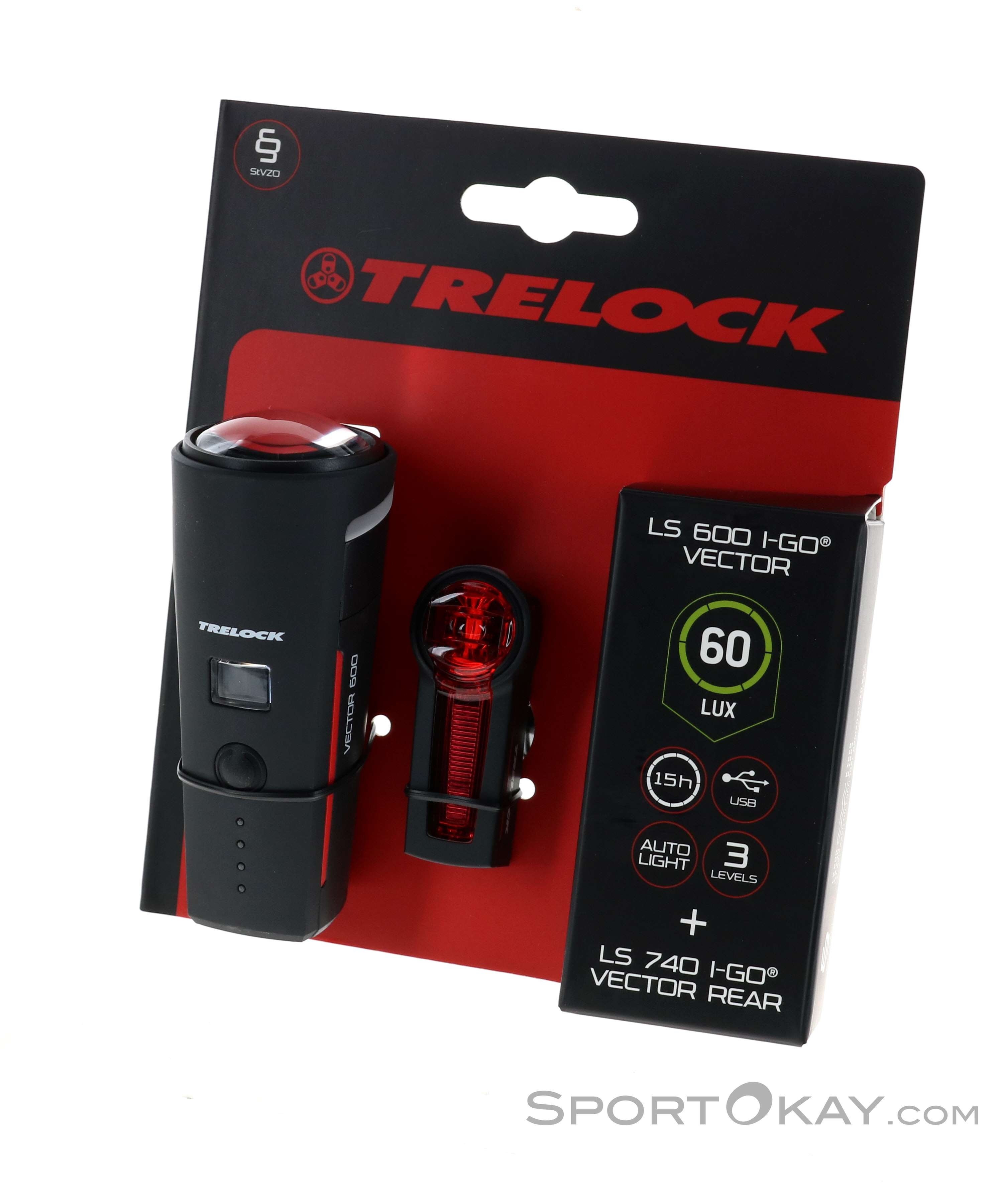 Trelock LS 600 I-GO Vector StVZO Fahrradlicht Set - Beleuchtung - Digital -  Bike - Alle