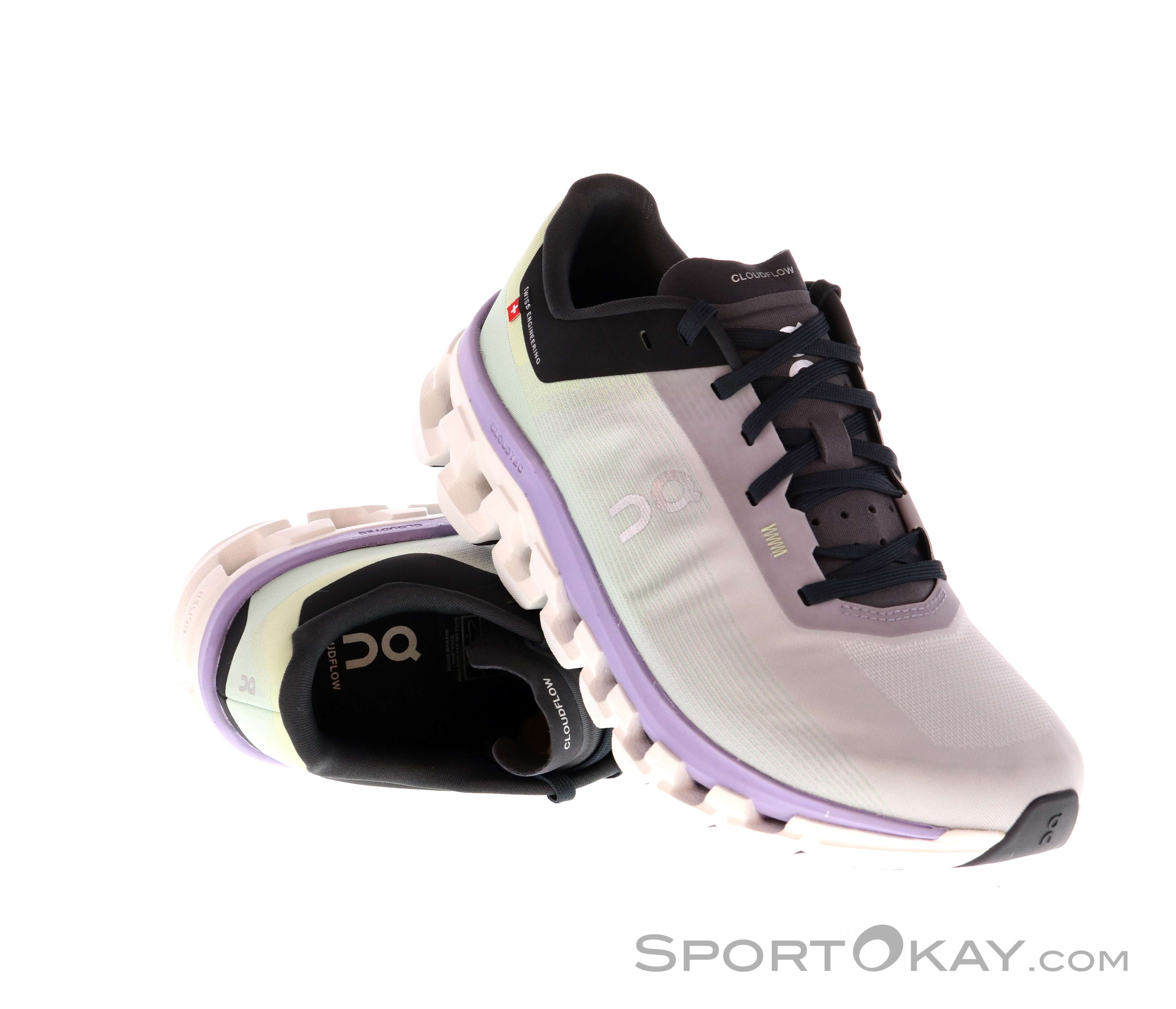 On Cloudflow 4 (Black/White) - Neutral Running Shoes for Women