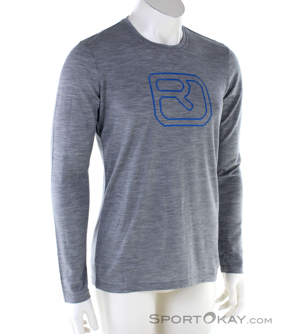 Ortovox Merino Pixel Logo Ls Herren Shirt Shirts Hemden Outdoorbekleidung Outdoor Alle