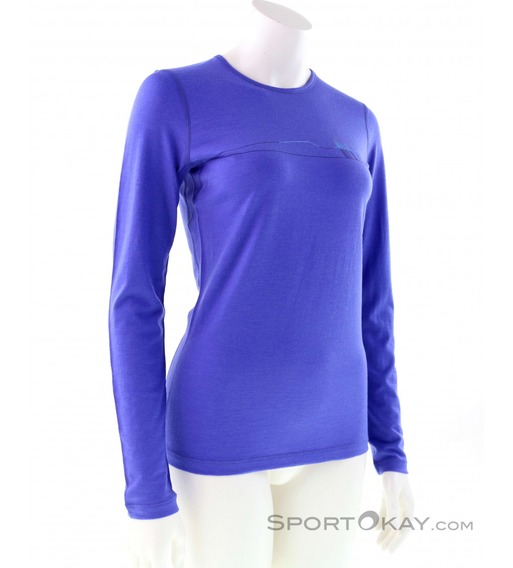 Icebreaker Oasis 200 LS Crewe Skis in Snow Womens Black