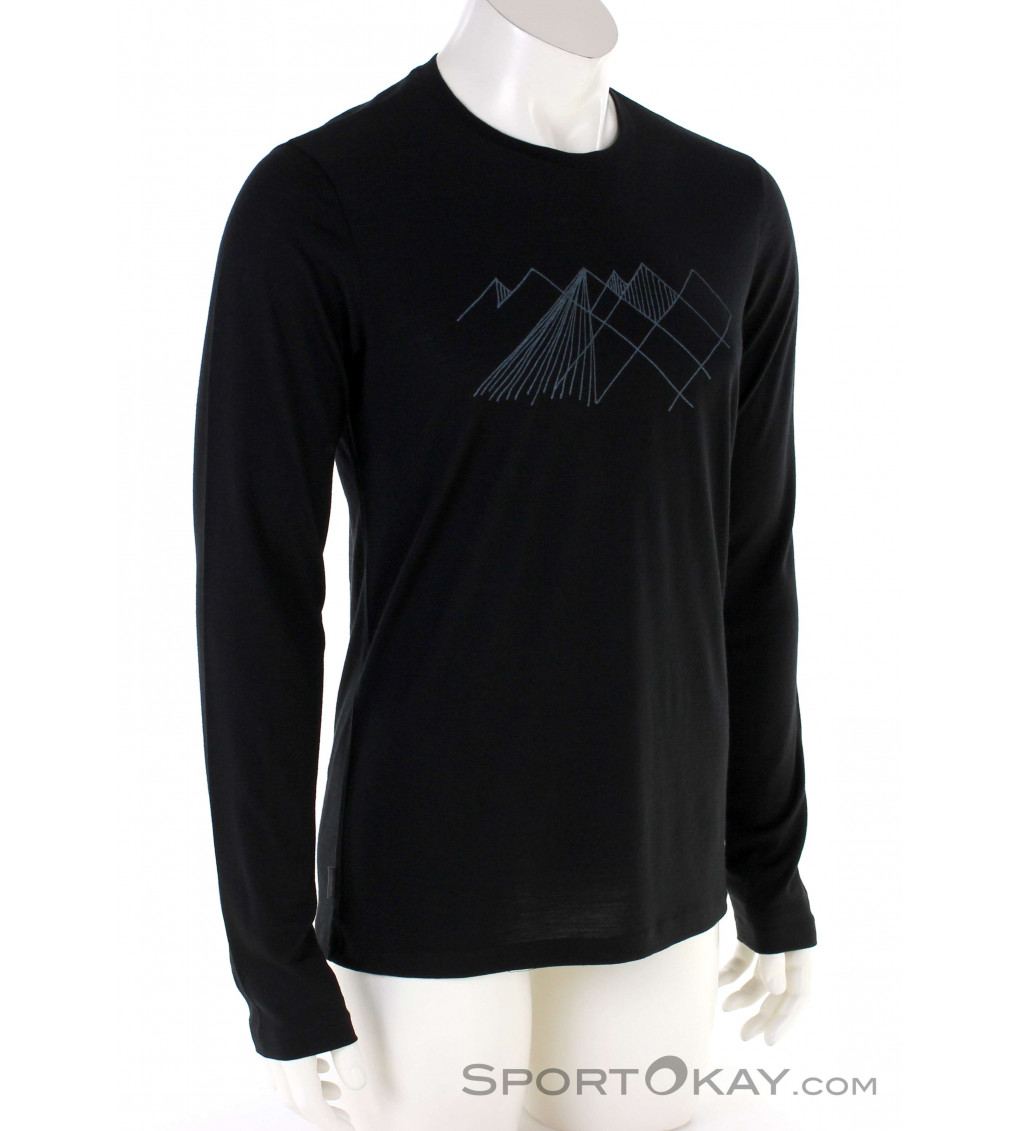 Icebreaker Tech Lite Ls Crewe Geo Mountain Mens Shirt Shirts T Shirts Outdoor Clothing Outdoor All